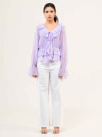 Women Fandi Bell Sleeves Peplum Top