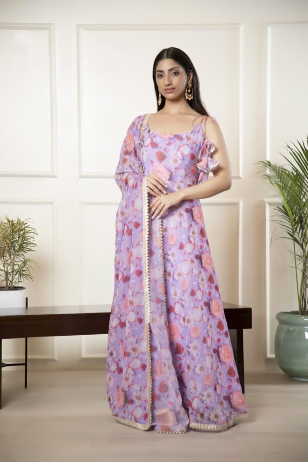 Women’s Floral Anarkali Set – 2 Piece Set for Special Occasions