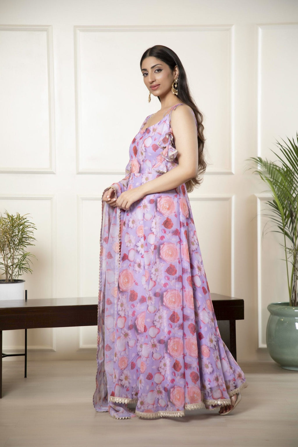 Women’s Floral Anarkali Set – 2 Piece Set for Special Occasions