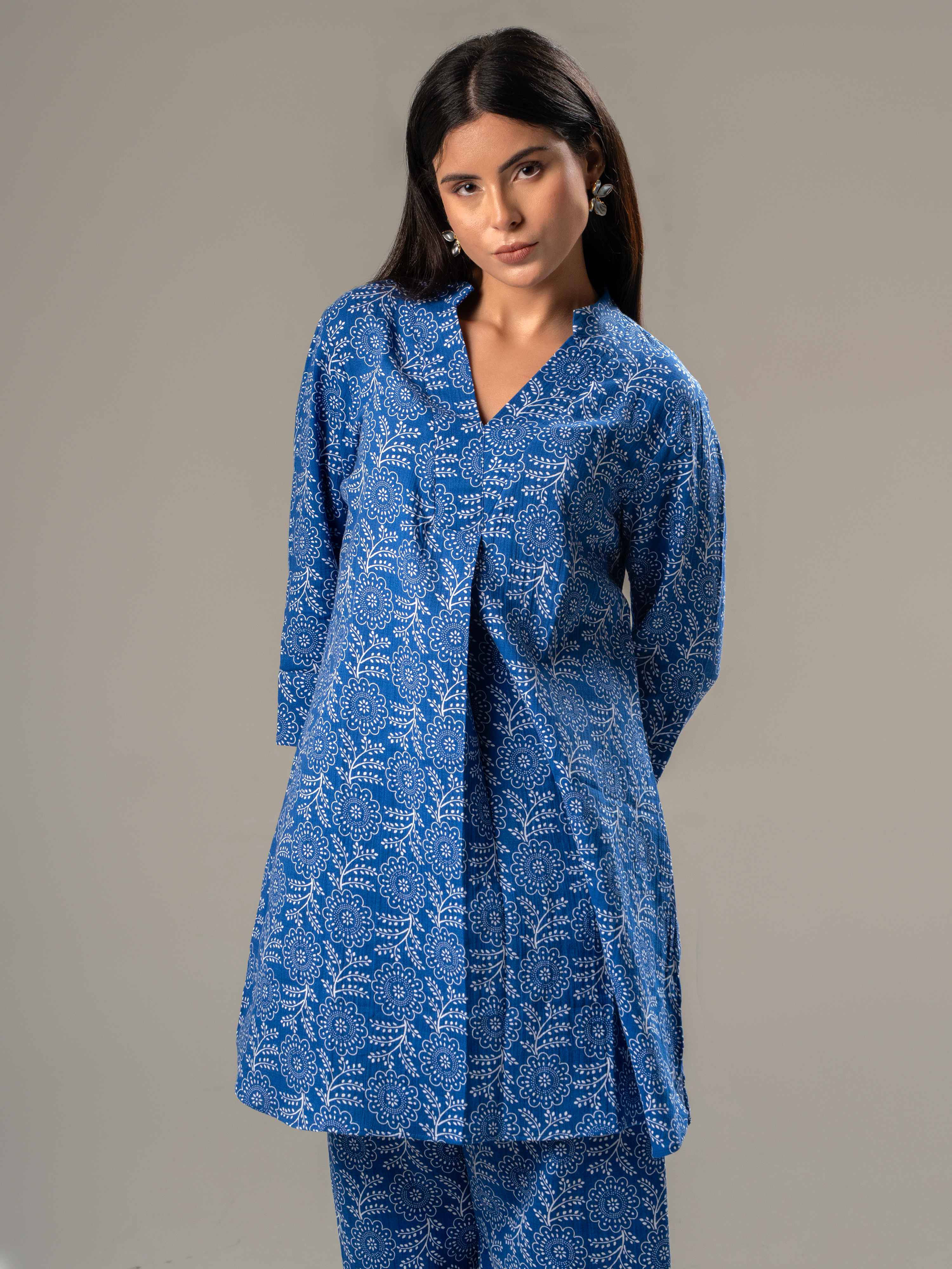 Printed Long Sleeves Pure Cotton Shirt With Trousers