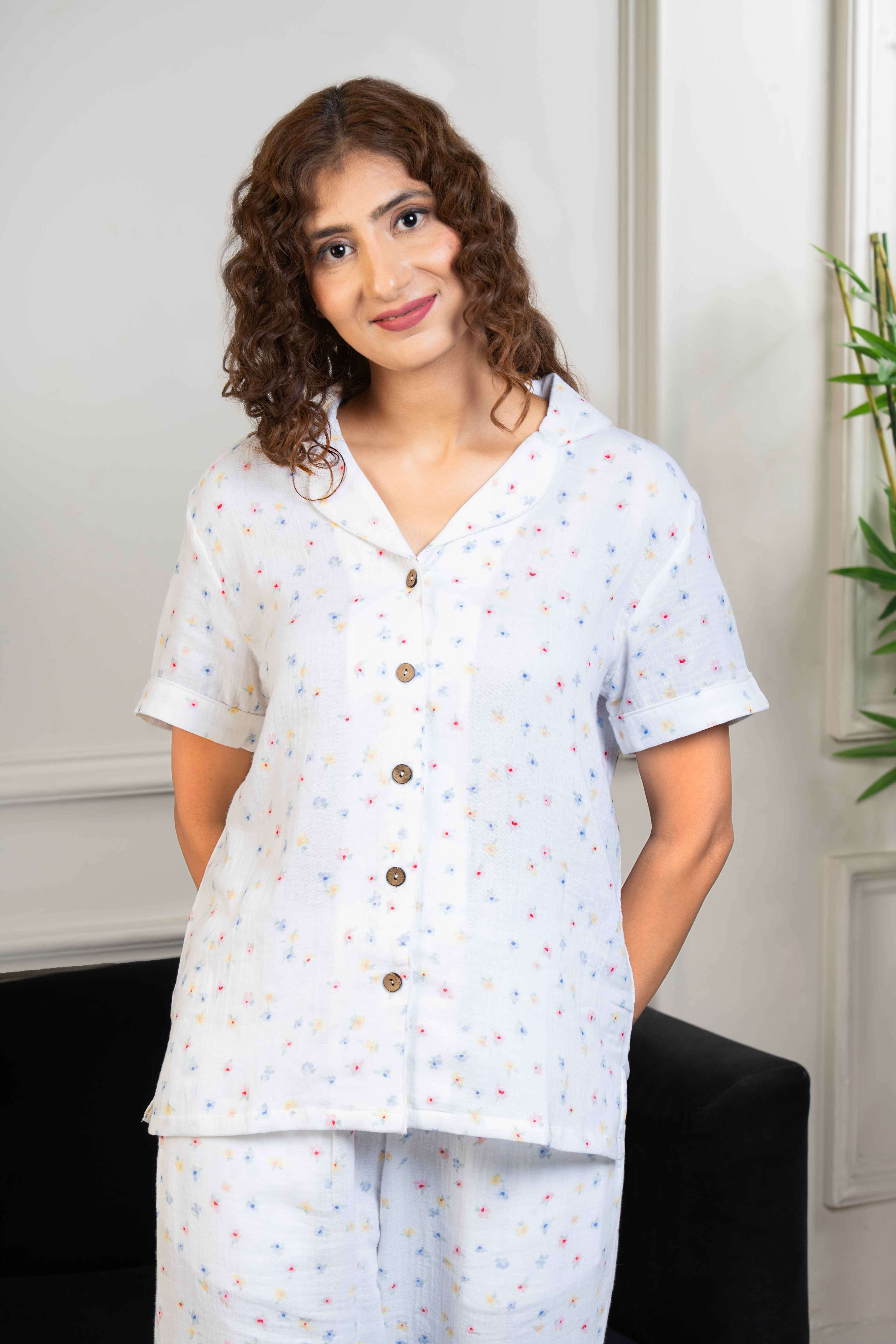 Printed Organic Cotton Night Suit for Women