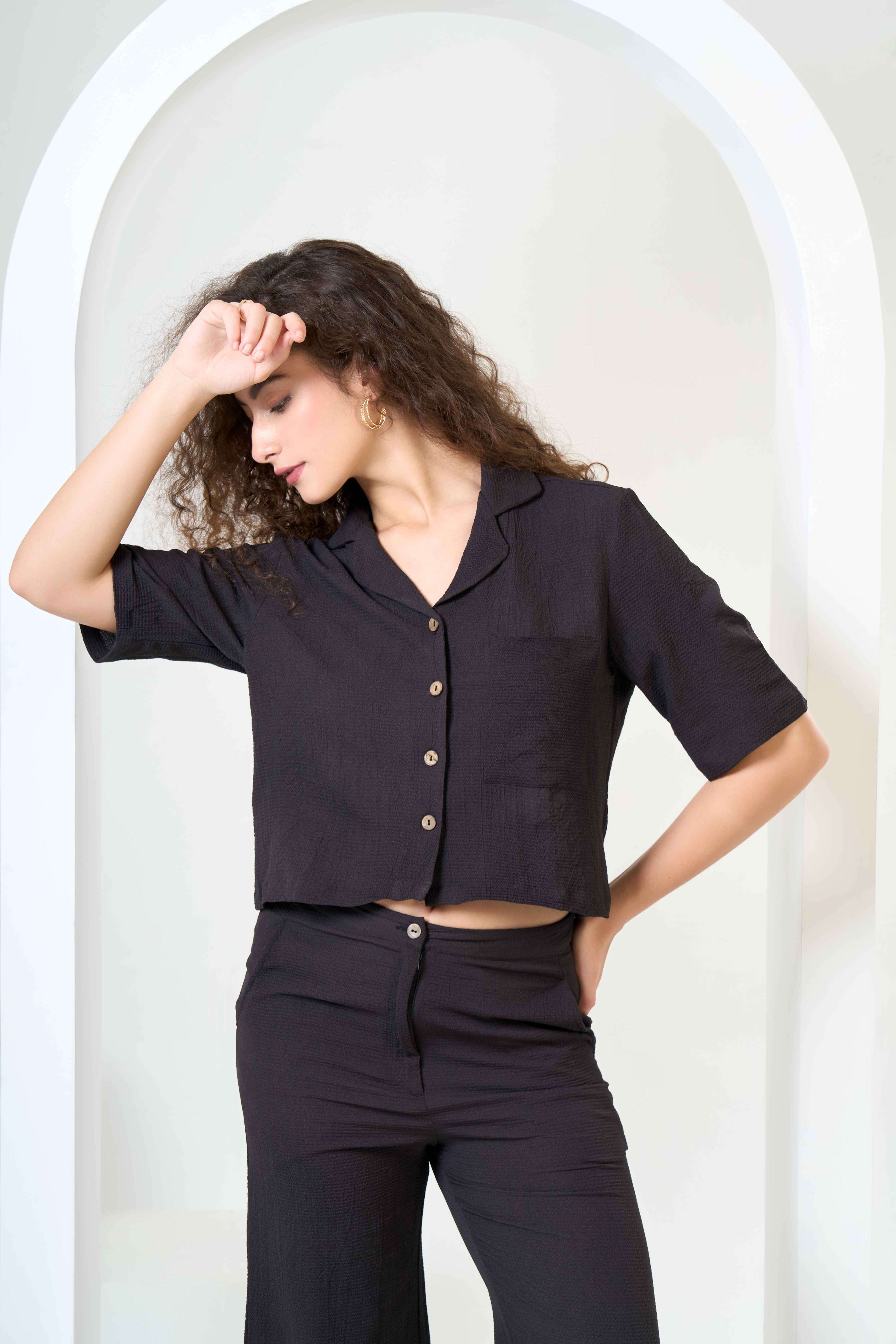 Half Sleeve Shirt with Flared Trouses Co-Ord Sets