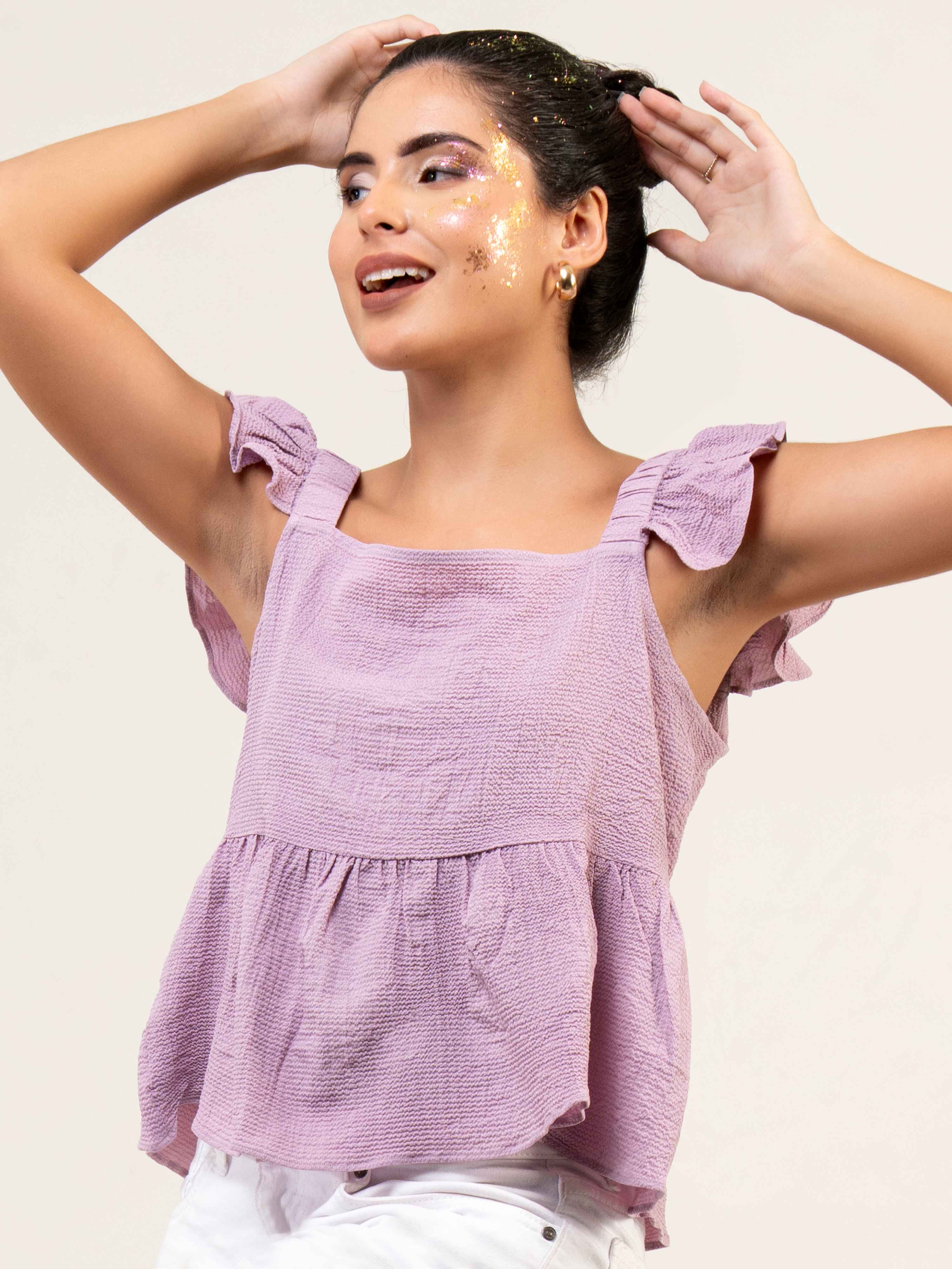 Women Cotton Bubble Peplum Top