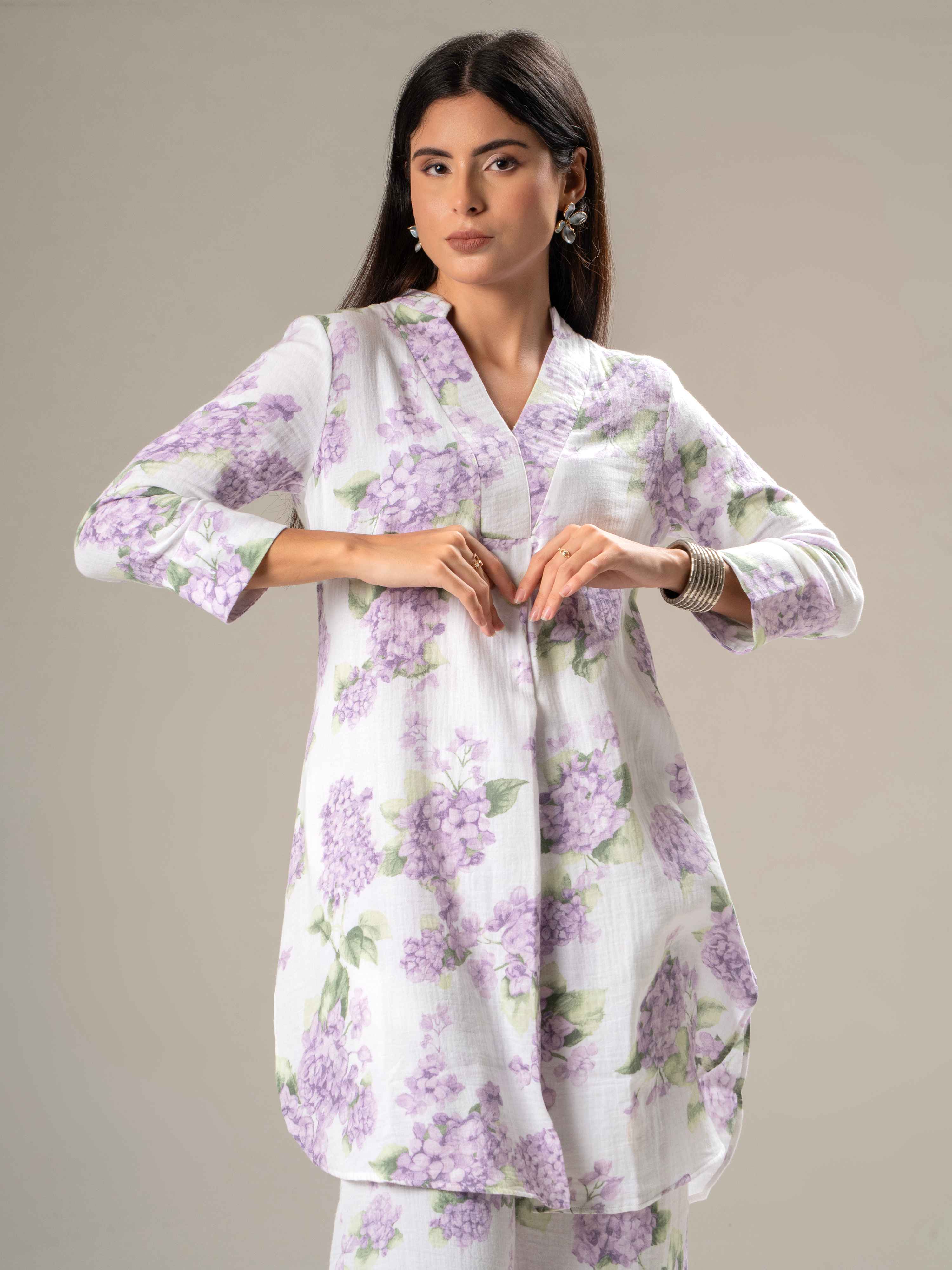 Printed Long Sleeves Pure Cotton Shirt With Trousers