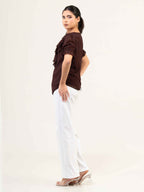 Women Fandi Frill Neck Top