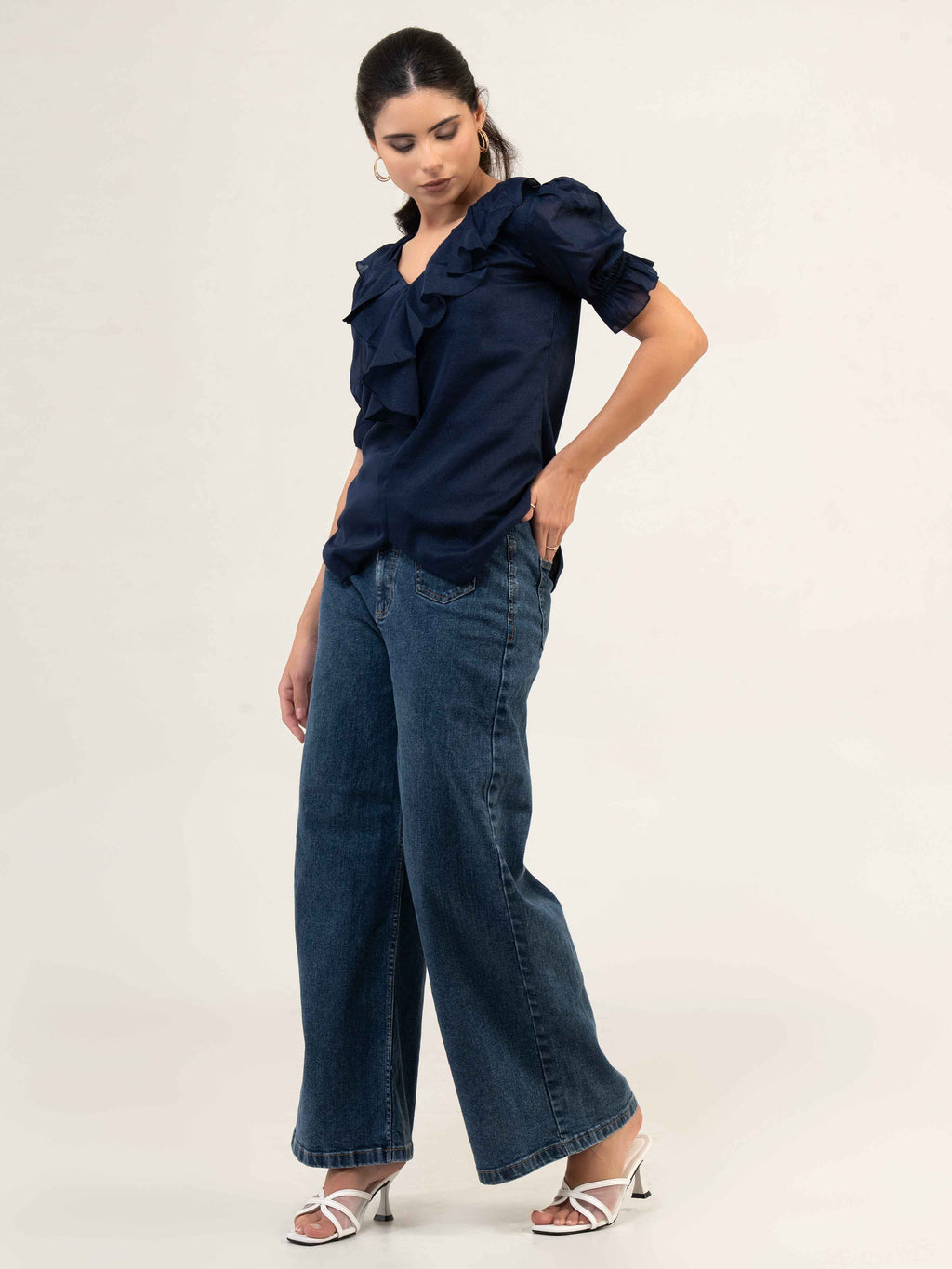 Women Fandi Frill Neck Top