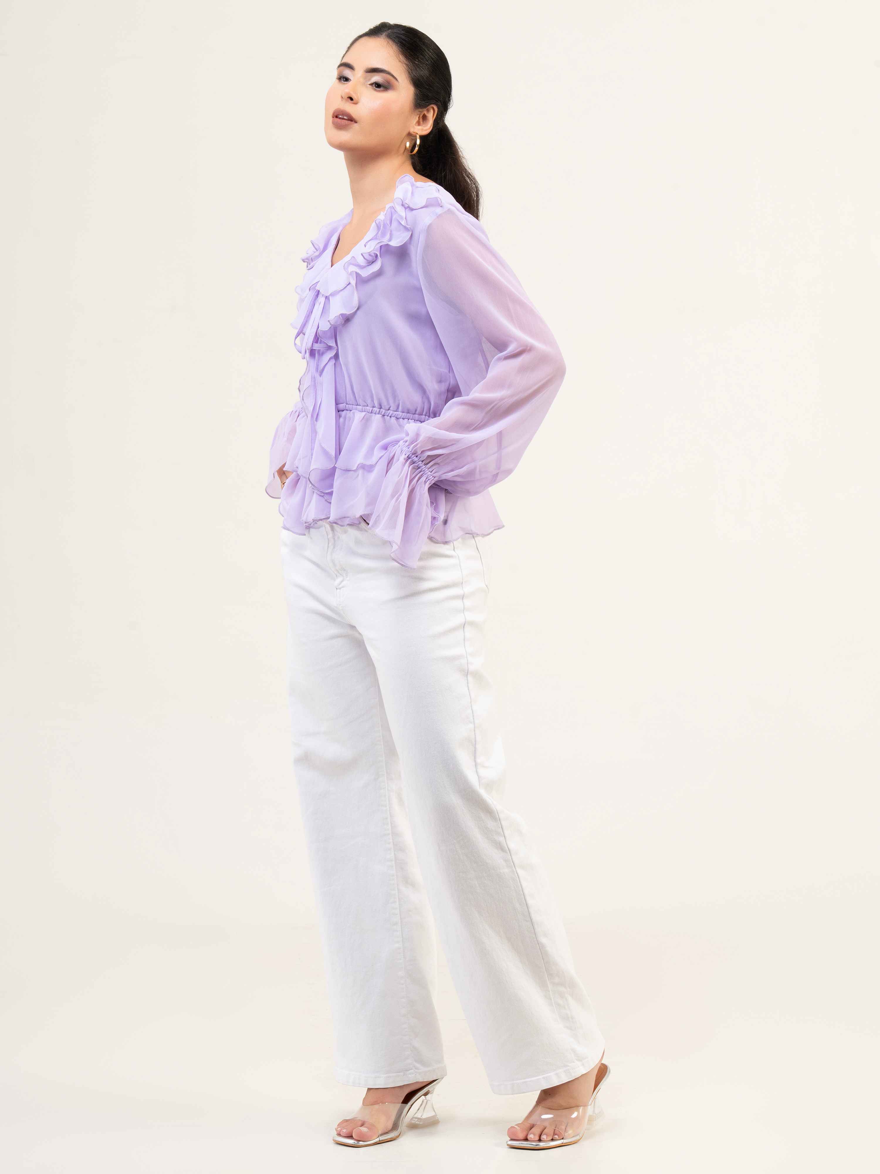 Women Fandi Bell Sleeves Peplum Top