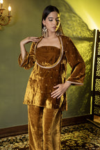 Luxury Velvet Kurta and Trouser Ensemble with Dupatta